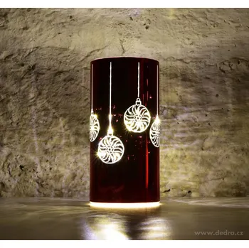 Svícen VÁNOČNÍ ZÁŘE | skleněný svícen s LED osvětlením | 20,5 cm | červený