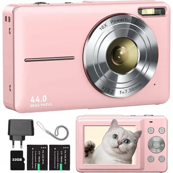 Digitální kompakt DIGITÁLNÍ FOTOAPARÁT PRO DĚTI HD 44MP 16X ZOOM + 32GB KARTA