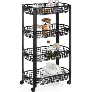 regál Čtyřpatrový pojízdný regál 46,5 × 26 × 79 cm