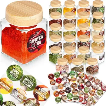 Dóza na potraviny VILDE Hranatá kořenka s bambusovým víčkem 100 ml) 5,5 x 5,5 x 7,5 cm