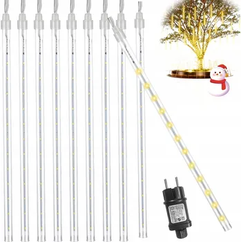 Vánoční dekorace LED rampouchy padající sníh BÍLÉ TEPLÉ 30cm IP65 - LED rampouchy