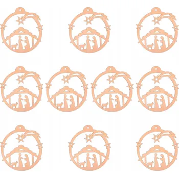 Vánoční dekorace Vánoční Koule na vánoční stromek Sarts hnědá dřevěná stáj 9,5 cm 10 ks