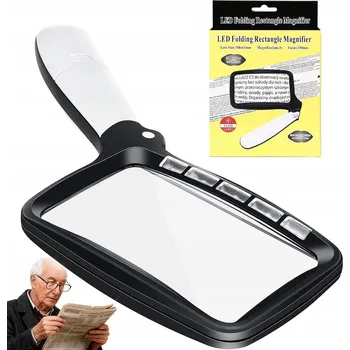 Lupa 3x ZVĚTŠENÍ VELKÁ RUČNÍ LUPA PRO SENIORY SE SVĚTLEM LED