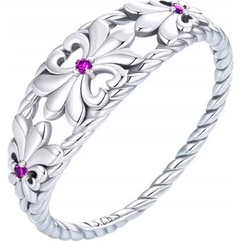 Prsten Starožitný prstýnek s květinou kosatce, stříbro 925