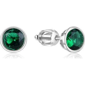 Náušnice AGATO Stříbrné náušnice pecky se zeleným zirkonem AGUP1719S