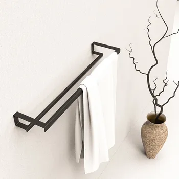 Držák na ručník Kovový držák na ručníky Tallinn dvojitý černý S