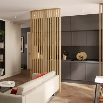 Paraván Lamelová dělící stěna, kompletní sada, výška a šířka dle výběru, dubová dýha 243 cm