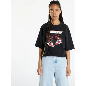 Dámské oblečení Tričko Jordan Flight Women's Oversized T-Shirt Black/ Varsity Red XS