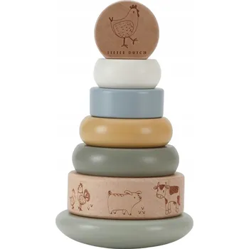 Dřevěná hračka Little Dutch: Dřevěná skládací pyramida Little Farm