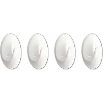 Nábytkové kování Věšák samolepící plastový bílý ESO 24x35mm - sada 4ks