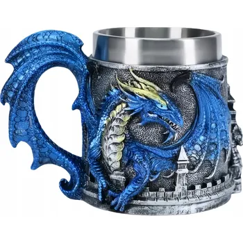 Sklenice Hrnek na pivo s motivem vikingské hospody, Thorův modrý drak Pivní Sklenice Pivní Sklenice na kávu