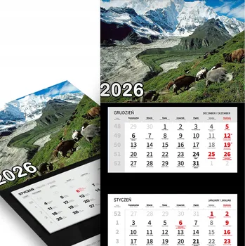 Obraz TRÍDÍLNÝ KALENDÁŘ 2026 NA ZEĎ Kancelářský Himaláje Nepál Krajina Vzory