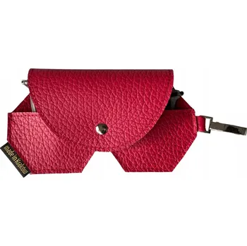 Pouzdro na brýle Exkluzivní červené kožené pouzdro na brýle, ruční výroba v Polsku