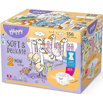 jednorázová plena Bella Baby Happy Soft&Delicate velikost 2 156 Plenky ks