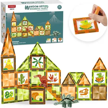 ostatní stavebnice Magnetic Tiles X6012 magnetická stavebnice Window Art Dinosaurus 42 dílků