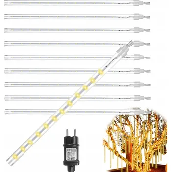 Vánoční dekorace LED rampouchy padající sníh, bílé teplé, 30 cm