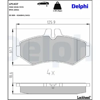 Brzdová destička Sada brzdových destiček, kotoučová brzda DELPHI LP1437