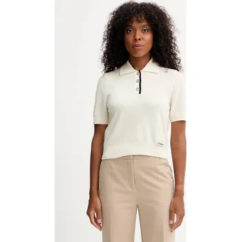 Vlněné polo tričko Pinko 105450.A2Q9 béžová 01F, vel. M