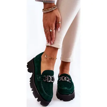 Dámské lodičky Semišové boty se zdobením Laura Messi 2489 zelene Barva: Zelená, Velikost: 36