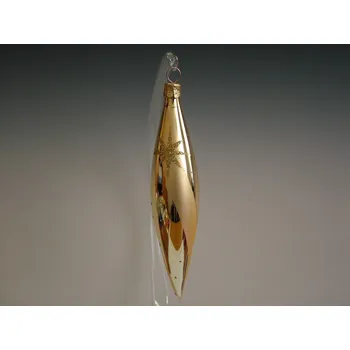 Vánoční ozdoba Vánoční skleněné ozdoby - Rakety zlaté 14x3cm, zlatý lesk, zlatý dekor hvězd, 5ks