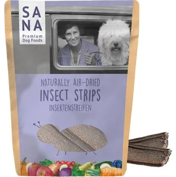 Pamlsek pro psa SANA Sanadog Na vzduchu sušené hmyzí plátky s konopím a jogurtem 100 g