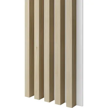 akustický panel Akustický panel, podklad bílá MDF deska, široká lamela, dub bělený, 30x275 cm