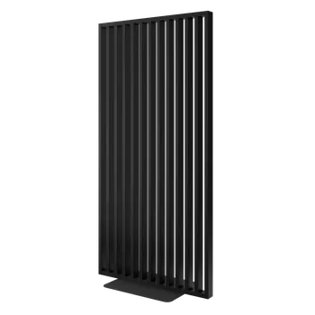 Paraván Samostatně stojící lamelová dělící stěna se základnou, kompletní sada, černá mat Pod úhlem 45°