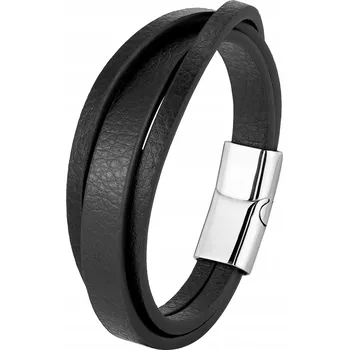 Náramek HILSBORO černý pánský kožený náramek délka 23cm