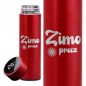 Termoska Červená Termoska Termohrnek s LCD Displejem na Kávu a Studené Nápoje