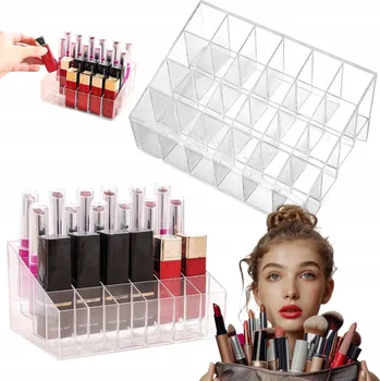 Organizér na kosmetiku Organizér na kosmetiku a rtěnky, nádoba šperkovnice s přihrádkami, bezbarvý