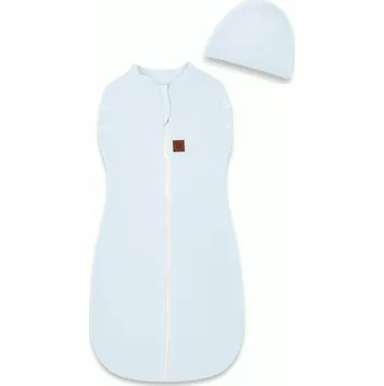 Zavinovačka Pro miminka spací Zavinovačka 2 v 1 MimiNu SOFT BLUE s čepičkou