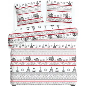 Povlečení Povlečení Vánoční flanela Domky sobů/šedá - 200x200