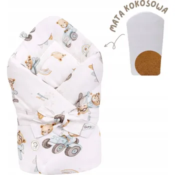 Zavinovačka Bavlněný zavinovací rožek pro kojence s kokosovou vložkou Traktory 74x74 cm