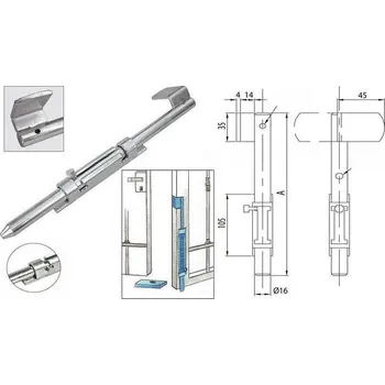 Tesařské kování Zástrč vratová 500/16mm Zn 2/2 bezpečnostní