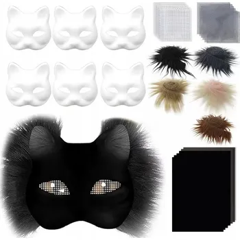 Karnevalová maska Maska na obličej kočka plastová zvířata bílá