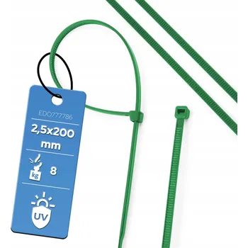 Stahovací páska EDO Technic Kabelová Svorka Stahovací Páska. Stahovací Páska TRVANLIVÁ 2,5x150 Zelená UV 100ks