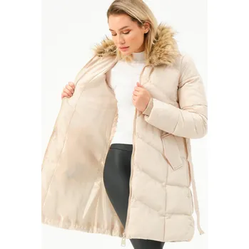 Z9767 DEWBERRY WOMEN'S COAT-STONE dewberry černá | bílá | krémová 3452655