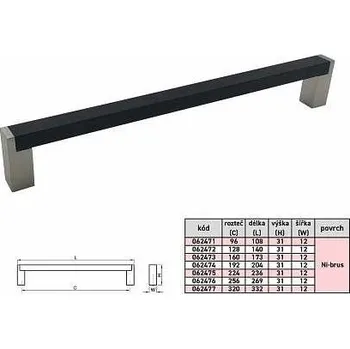 Řazení JULIE d12/128/141mm úchytka černá+broušený nikl