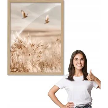 Obraz Obraz s rámem vzor PTAKI NAD ZBOŻEM (Ptáci nad obilím), dřevěný rámeček 30x40, plexisklo do obýváku
