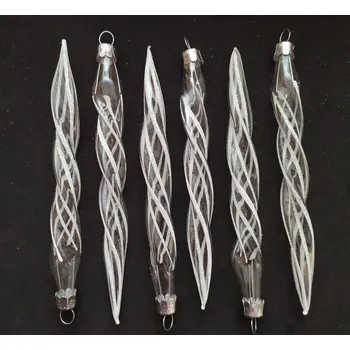 Vánoční ozdoba ČR Rampouchy kroucené úzké 14 x 1,5 cm čiré 6 