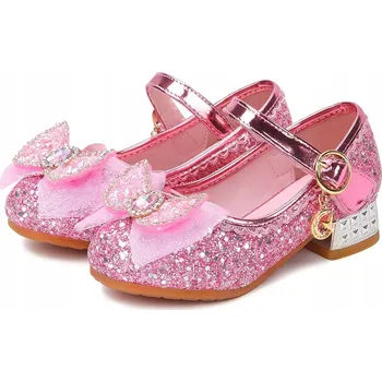 Dívčí sandály BLÝSKAVÉ STŘEVÍČKY SLAVNOSTNÍ BOTIČKY PRO DÍVKU VELIKOST 35 RŮŽOVÉ