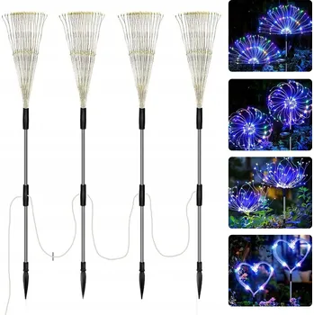 Venkovní osvětlení ZAHRADNÍ SOLÁRNÍ SVĚTLA 4X120 LED 4 DÁLKOVÉ OVLÁDÁNÍ 1200MAH NA TERASU