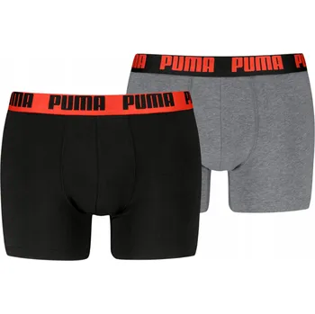 Boxerky PUMA PÁNSKÉ BOXERKY SLIPY BASIC BOXER 2P ČERNÁ/ŠEDÁ vel. L