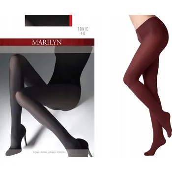 Dámské punčochy MARILYN Punčocháče hladké mikrovlákno TONIC 40 DEN bordó BURGUND 5/XL