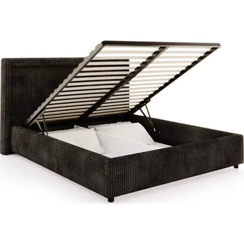 Postel FDM Čalouněná postel NOBILE 90x200 cm s úložným prostorem a roštem - černý manšestr
