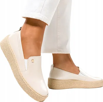 Dámské polobotky DÁMSKÉ KOŽENÉ POLOBOTKY SLIP ON NA PLATFORMĚ VSUVNÉ, POLSKÝ VÝROBEK, vel. 39