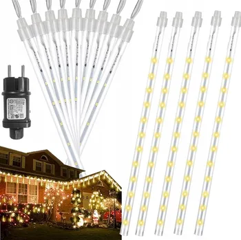 Vánoční dekorace SOPLE METEORY BÍLÉ STUDENÉ LED LAMPY PADAJÍCÍ SNÍH 30 cm BÍLÁ Teplá