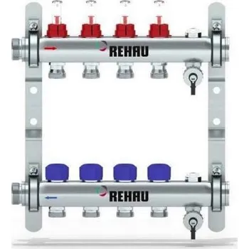 rozdělovač topení Rehau HKV-D4 rozdělovač 4 okruhy pro podlahové topení, s průtokoměry, nerez ocel
