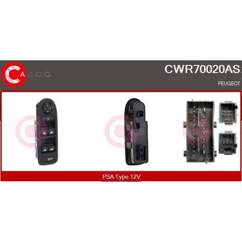 Spínač, zvedací zařízení oken CASCO CWR70020AS