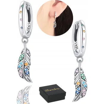 Náušnice Stříbrné náušnice Bsrebra 925 klasické s kubickou zirkonií, peříčko, anglické zapínání